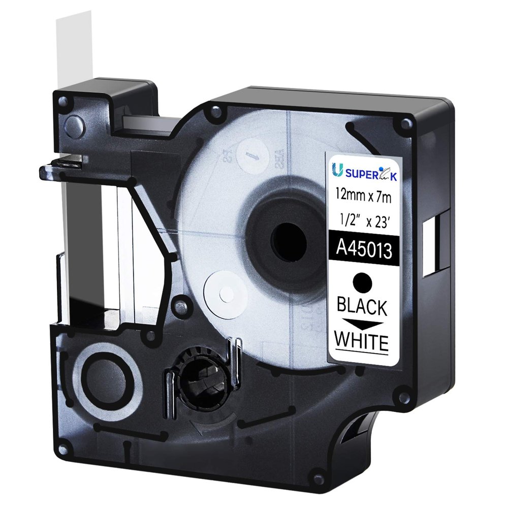 USUPERINK Compatible for Dymo D1 Label Tape 45013 45013S 45113 S0720530 Refill Black on White 1/2'' x 23' Labeling Tape for LabelManager PnP 160 210D 260P 280 360D 420P 450D ColorPop Label Maker