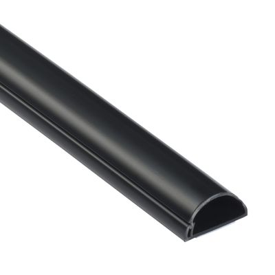 D-Line 15.7in TV Cord Hider, Patented Half Round Cable Cover, Hide Wall Mount TV Wires, Hinged One-Piece Cable Concealer, Adhesive, Decorative Raceway - 1.18in W x 0.59in H x 15.7in L - Black