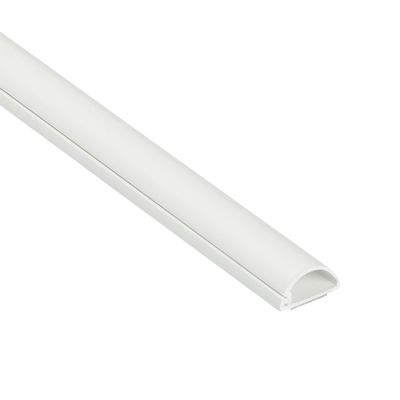 D-Line 15.7in TV Cord Hider, Patented Half Round Cable Cover, Hide Wall Mount TV Wires, Hinged One-Piece Cable Concealer, Adhesive, Decorative Raceway - 0.78in W x 0.39in H x 15.7in L - White