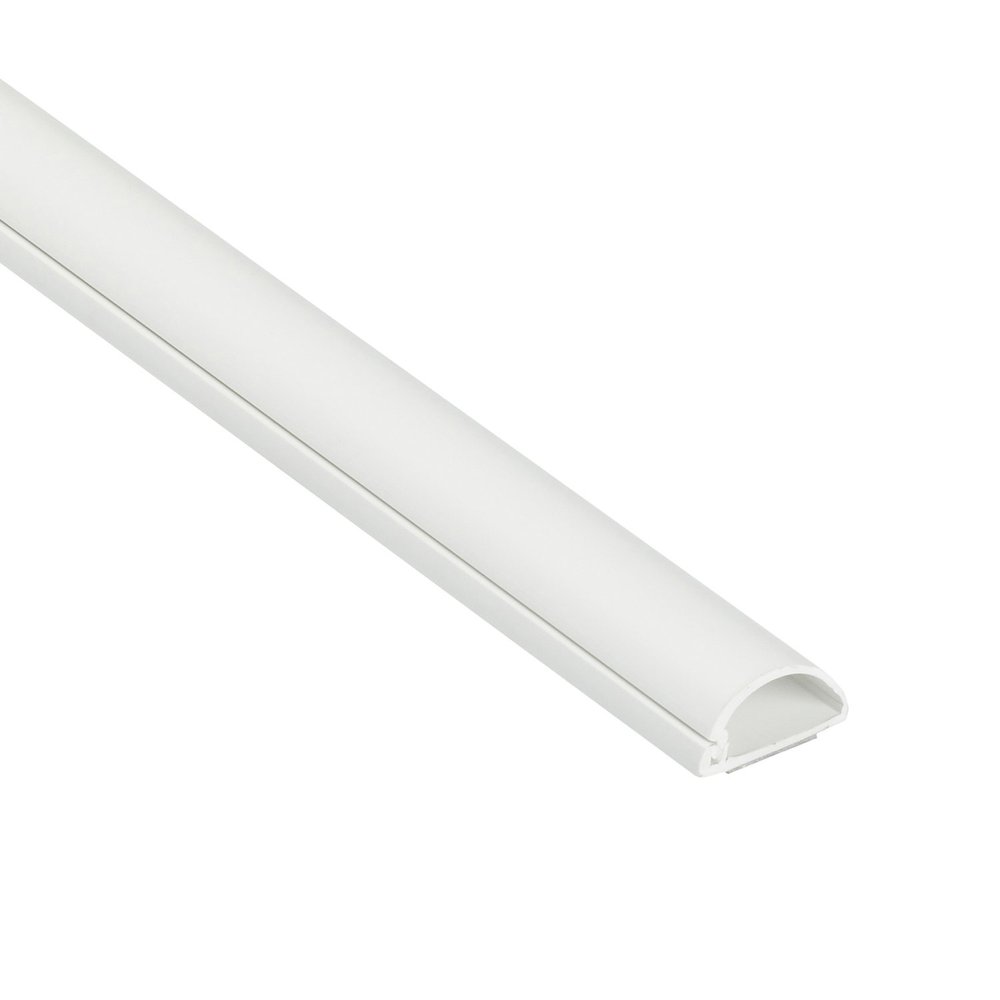 D-Line 15.7in TV Cord Hider, Patented Half Round Cable Cover, Hide Wall Mount TV Wires, Hinged One-Piece Cable Concealer, Adhesive, Decorative Raceway - 0.78in W x 0.39in H x 15.7in L - White