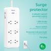 Philips 6-Outlet Surge Protector with Multiple Outlets, 8 Ft, Braided Cord,1080 Joules, Adapter-Spaced, White, SPC6066WB/37 view 3
