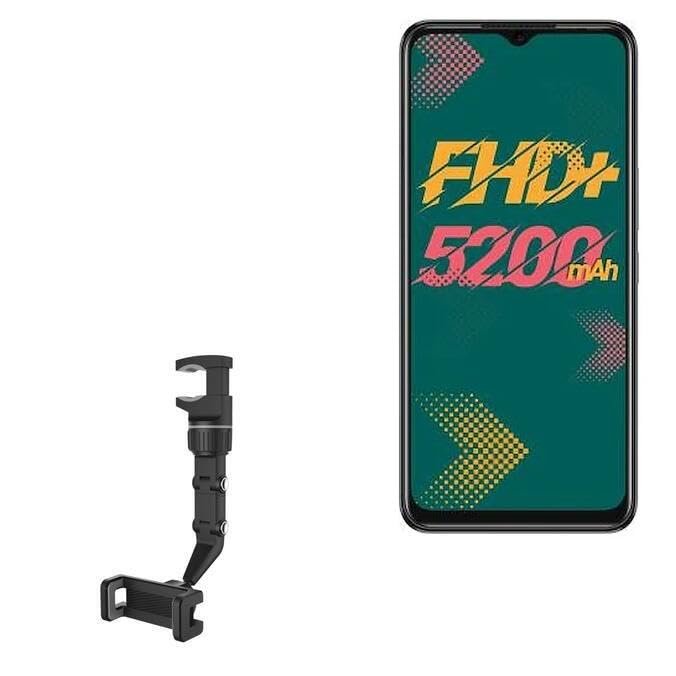 BoxWave Car Mount Compatible with Infinix Hot 11 - Rearview Mirror Car Mount, Rear View Mirror Adjustable GPS Car Mount - Jet Black