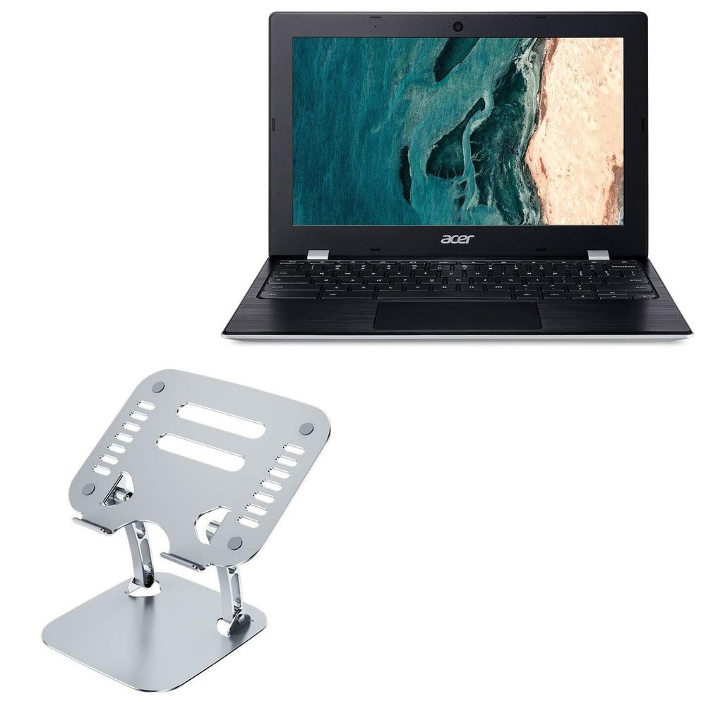 BoxWave Stand and Mount Compatible with Acer Chromebook 311 (CB311-9HT) - Executive VersaView Laptop Stand, Ergonomic Adjustable Viewing Angle Metallic Riser - Metallic Silver