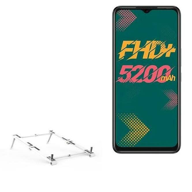 BoxWave Stand and Mount Compatible with Infinix Hot 11 - Pocket Aluminum Stand 3-in-1, Portable Multi Angle Viewing Riser - Metallic Silver