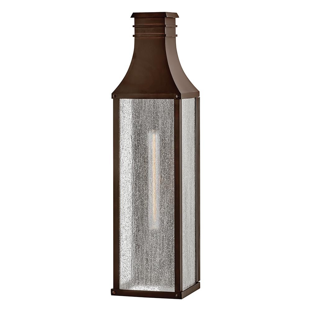Hinkley Beacon Hill Large Tall Wall Mount Outdoor Lantern, Aluminum, Clear Seedy Glass, Old World Charm, LED Bulb Included, Blackened Copper Finish