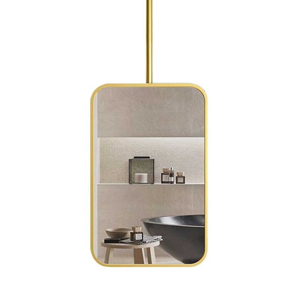 Luyckfrazy Bathroom Ceiling Hanging Mirror Washroom Makeup Shaving Rectangular Hanging Rod Mirror 40cmx70cm 50cmx70cm Customizable Metal Boom Hanging Mirror (Size : 40cmx70cm)