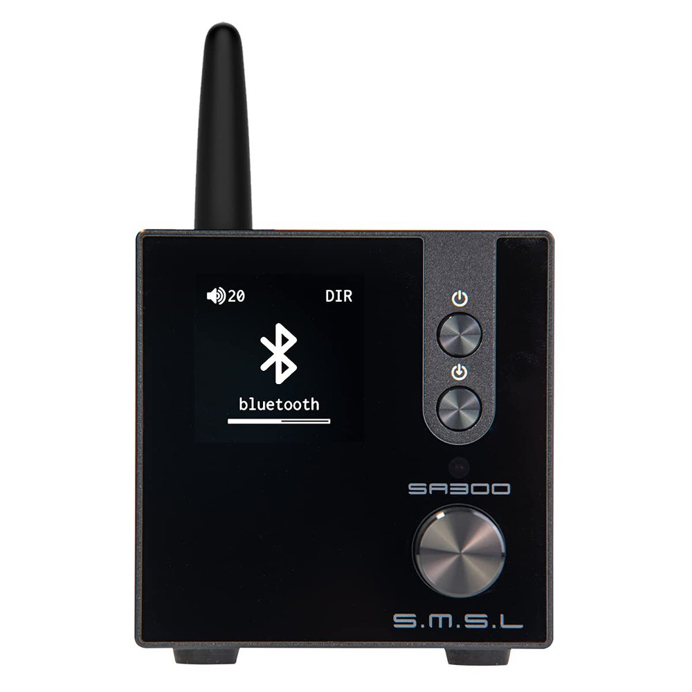 S.M.S.L SA300 High Power 2.1 Bluetooth 5.0 Remote Control HiFi Audiophile Stereo Digital Amplifier,Infineon's MA12070 Chip 80W x 2 Class D Power Amplifier,APTX Input,Multiple Equalizer Modes (Black)