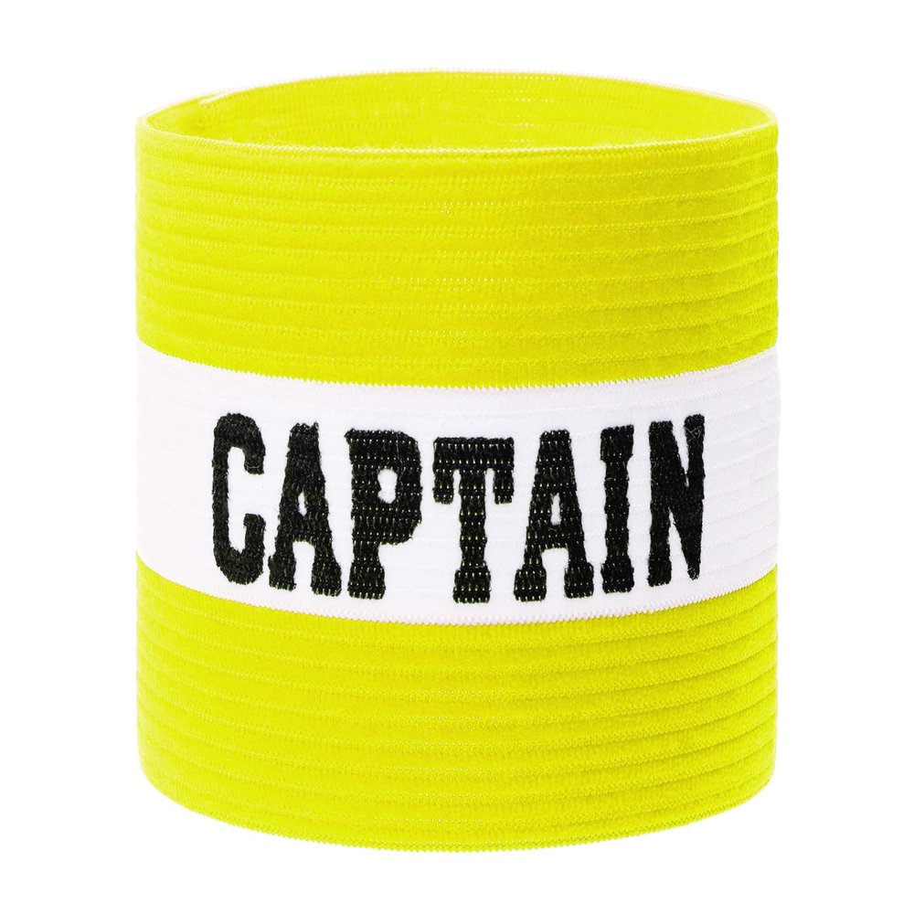 ONLYKXY Captain Armbands 9x30CM/3.54x11.81inch Adjustable Leader Armband for Soccer Basketball Volleyball Team Competition Coach Players Wrist Arm Bands (Yellow + White, 1)