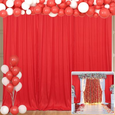 10x10FT Red Backdrop Curtains for Parties - Red Wedding Backdrop for Baby Shower Birthday Photo Home Party Curtains Backdrop 5x10FT 2 Panels
