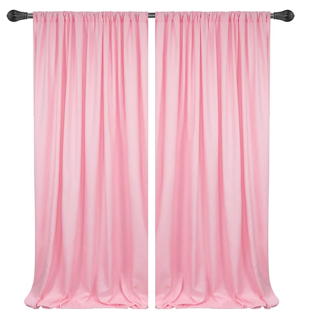 10x10FT Pink Backdrop Curtains for Parties - Pink Wedding Backdrop for Baby Shower Birthday Photo Home Party Curtains Backdrop 5x10FT 2 Panels