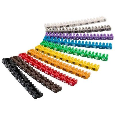 150PCS 0-9 Cord Cable Markers Colourful C-Type Coded Clip on C Wire Marker Number Tag Label for Wire 6mm