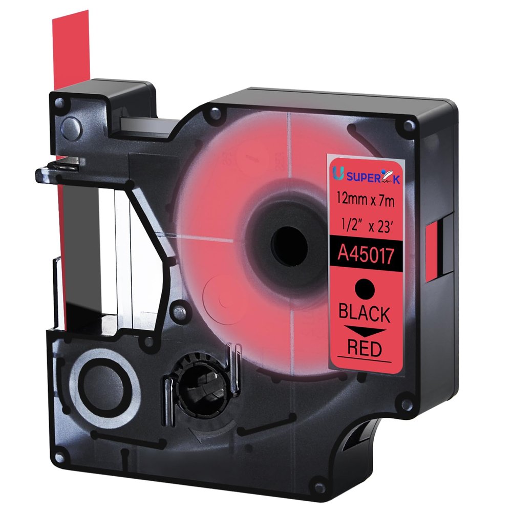 USUPERINK 30 Pack Compatible for Dymo D1 Label Tape 45017 S0720570 Refill Black on Red 1/2 inch x 23 feet Labeling Tape for LabelManager PnP 160 210D 260P 280 360D 420P 450D ColorPop Label Maker
