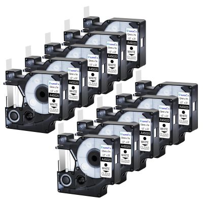 USUPERINK 10 Pack Compatible for Dymo D1 Label Tape 45020 S0720600 Refill White on Clear 1/2 inch x 23 feet Labeling Tape for LabelManager PnP 160 210D 260P 280 360D 420P 450D ColorPop Label Maker