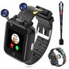 4G GPS Watches for Kids, Smart Watches Children's Mini Cell Phone with Dual Camera, Calling, SOS, Life Water Resistant 2-Style Cartoon Straps for 3-12 Years Boys Girls Birthday Xmas Gifts (Black) view 1