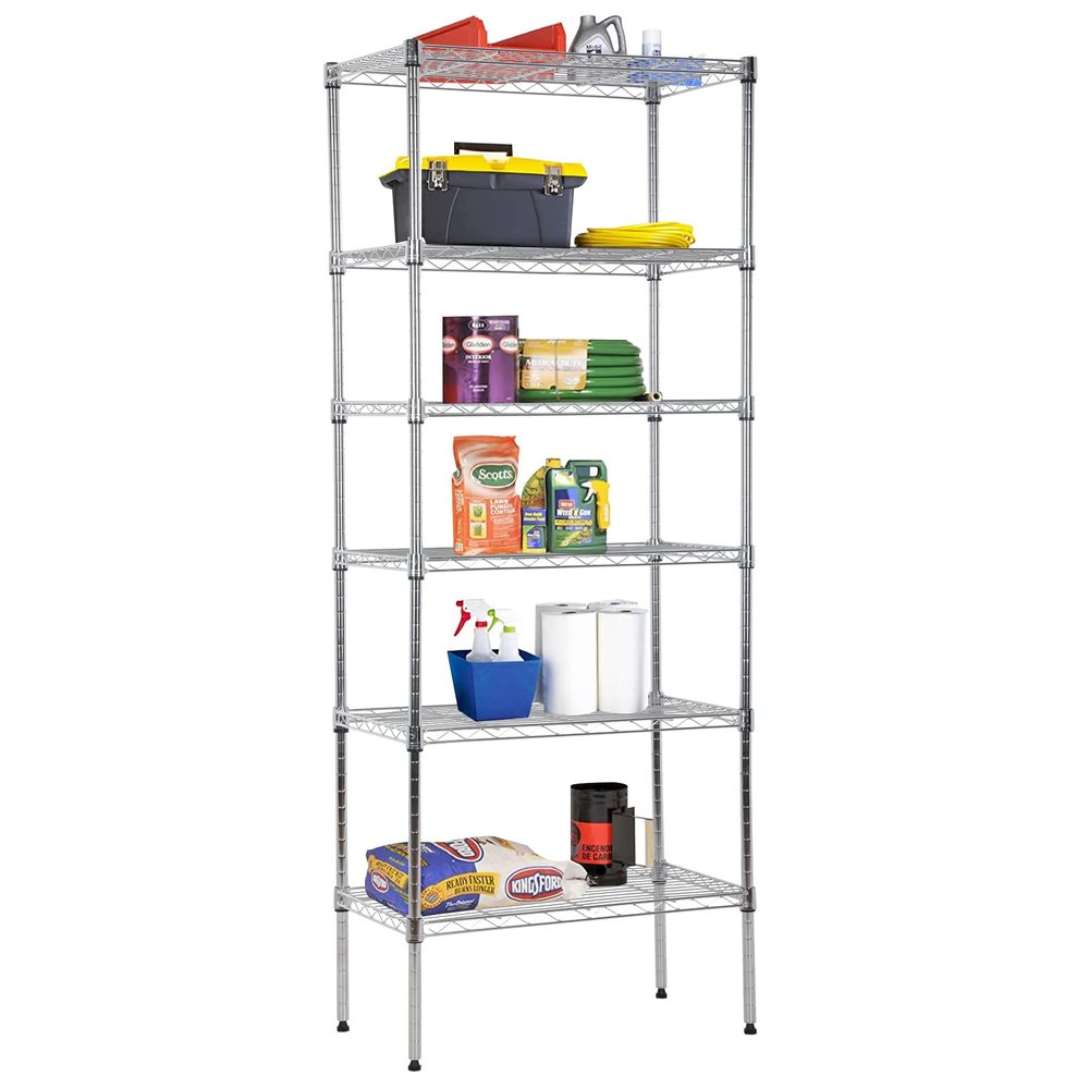 Dlewmsyic NSF 6-Tier Commercial Shelving - 23" L x 13" W x 59" H Heavy Duty Metal Shelves, 900lb Adjustable Wire Shelves for Garage/Pantry/Kitchen (Chrome)