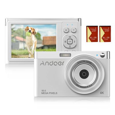 Andoer Compact 4K Digital Camera Video Camcorder 50MP 2.88Inch IPS Screen Auto Focus 16X Zoom Anti-Shake Face Detact Smile Capture Built-in Flash with 2pcs Batterie Carry Bag Wrist Strap for Kid Teen