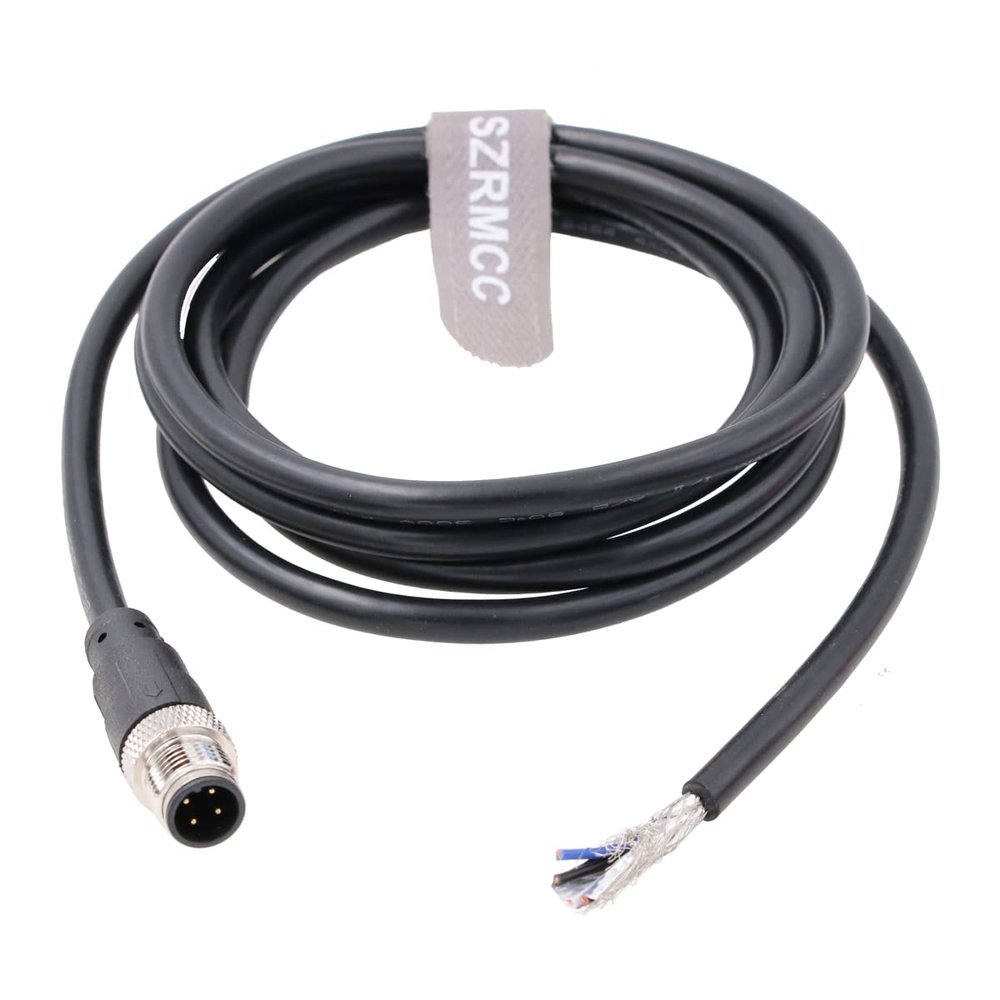 SZRMCC M12 A-Code 4 Pin Male to Bare Wire Sensor Actuator Cable for Industrial Camera Fieldbus Network Modules IO Link 22AWG (1m)
