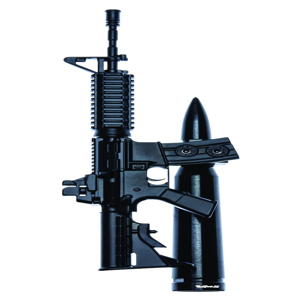 VMS RACING AR-15 M4 M16 Black 50 Cal Caliber Bullet Antenna Anti-Theft and Reception Booster Heavy Gauge CNC Billet Aluminum Short Compatible with Chevy Chevrolet Colorado GMC Canyon 2014 +