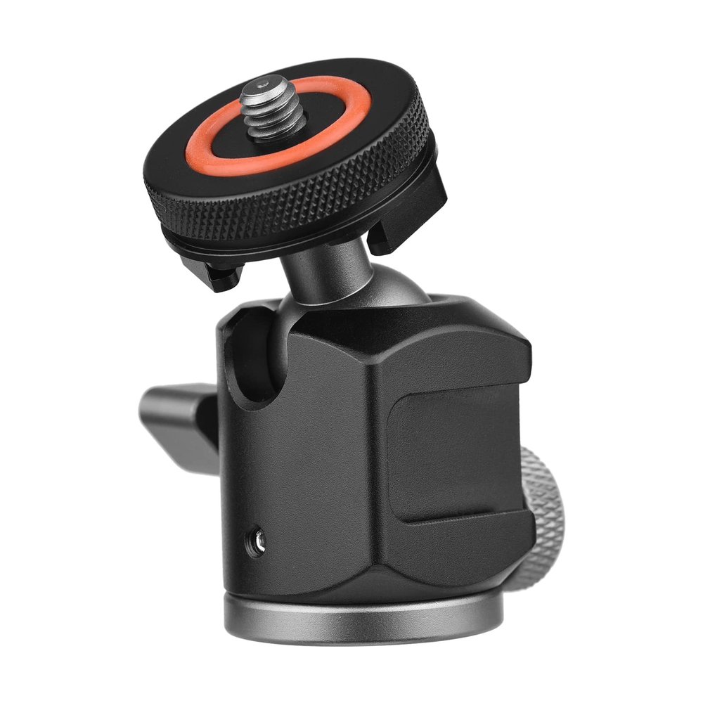 Andoer 2-in-1 360 Rotatable Dual Use Ball Head Cold Shoe Mount Mini Ball Head with 1/4 Screw Extra Cold Shoe Mount for Camera Phone Holder Tripod Microphone