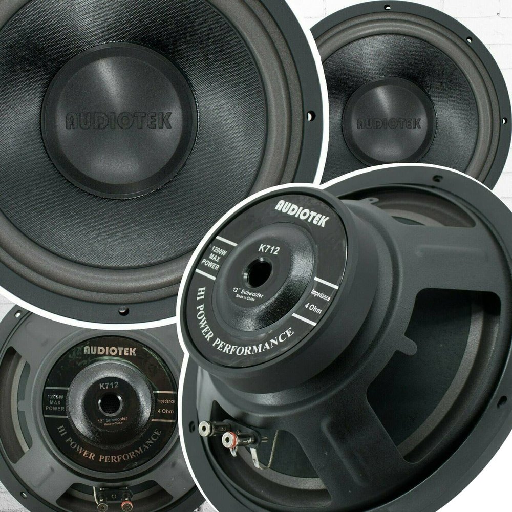 AUDIOTEK 2X K7 12 Inch 1200 Watt Car Audio Subwoofer w/ 4 Ohm Power 12 in. Sub - Feature Single Voice Coil, Thick Magnet, Design for Car, ATV, Van, High Performance Car Show