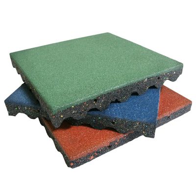 Rubber-Cal Eco-Safety Interlocking Playground Tiles - 2.50 x 19.5 x 19.5 inch - 20 Pack - 55 Sq.Ft. Coverage - Green