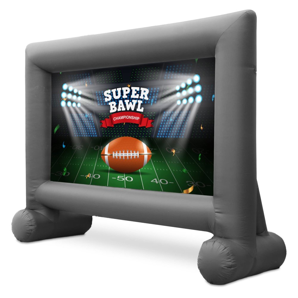 14 Feet Inflatable Outdoor and Indoor Theater Projector Screen with Built-in Blower - Includes Tie-Downs and Storage Bag - Supports Front and Rear Projection