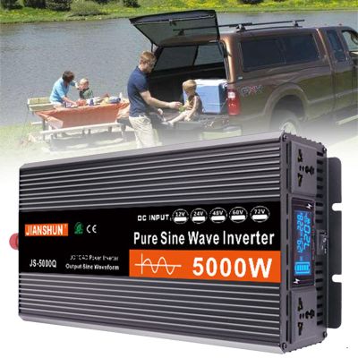 BEZAX Power Inverter 3000W 4000W 5000W 6000W DC 12V/24V/48V/60V to 220V AC Sockets Voltage Converter Pure Sine Wave Inverter with 2Coolling Fan & LED Display,for Truck Car Emergency,5000W-60Vto220V