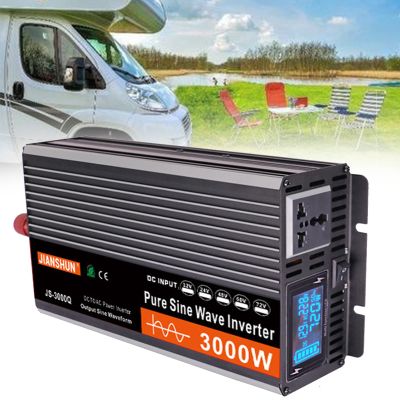 BEZAX Pure Sine Wave Inverter 3000w 4000w 5000w 6000w 12v/24v/48v/60v to 220v Car Converter Power Inverter,Solar Transformer Ac to Dc Converter with LCD Display and AC Outlets,3000W-12Vto220V