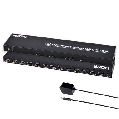 HDMI Splitter 1 in 12 Out, 4K@30Hz Powered Video Split Duplicator/Distributor Duplicate/Mirror Screen, 3D 4K for Watching Sports Matches, Exhibitions, TV Stores