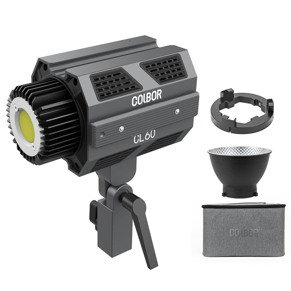 COLBOR CL60 65W Studio LED Video Light 2700K-6500K Dimmable CRI97+ 10 Lighting Effect APP Remote Contror LCD Screen with Bowens Mount Reflector Carrying Bag for Vlog Live Streaming Photography