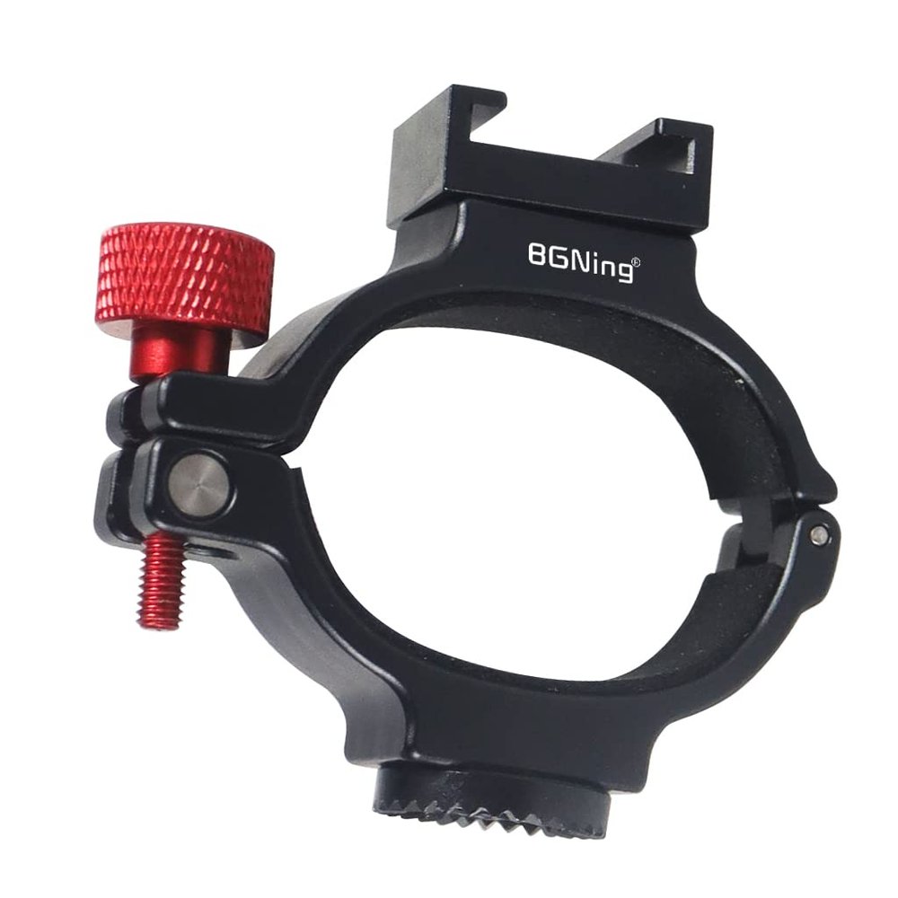 BGNing Ring Clamp Adapter, Ring Clamp Cold Shoe Adapter 360 Adjustable Compatible with Osmo SE/4/3/2 (Type A 1/4 ARRI-Standard Gear 360 Adjustable)