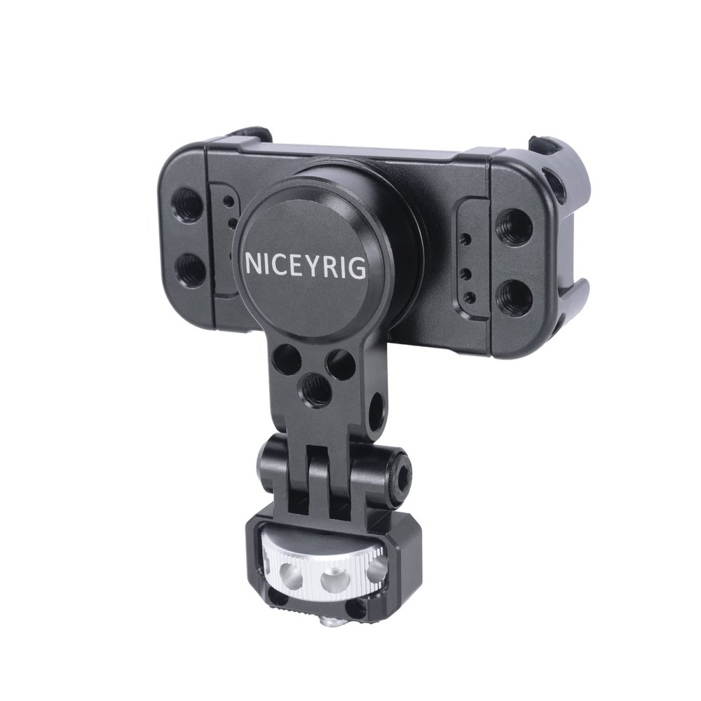 NICEYRIG Pro Phone Holder with 1/4 Mount 360 Degree Rotation and 180 Degree Tilt for DSLR and Mirrorless, Cinema Camera, Camcorder Cage Rig - 519