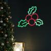 Northlight LED Lighted Neon Style Holly Berries Christmas Window Silhouette, 12", Green view 3