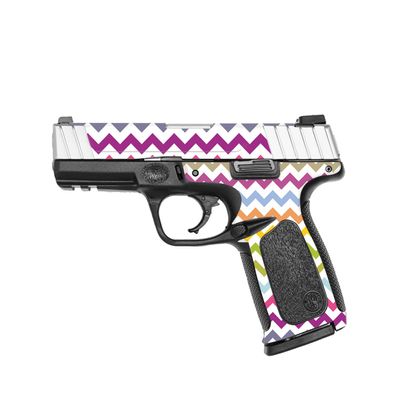 MightySkins Skin Compatible with Smith & Wesson SD VE Series - Rainbow Chevron | Protective, Durable, and Unique Vinyl Decal wrap Cover | Easy to Apply, Remove, and Change Styles | Made in The USA