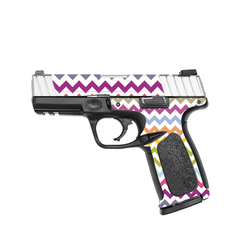 MightySkins Skin Compatible with Smith & Wesson SD VE Series - Rainbow Chevron | Protective, Durable, and Unique Vinyl Decal wrap Cover | Easy to Apply, Remove, and Change Styles | Made in The USA