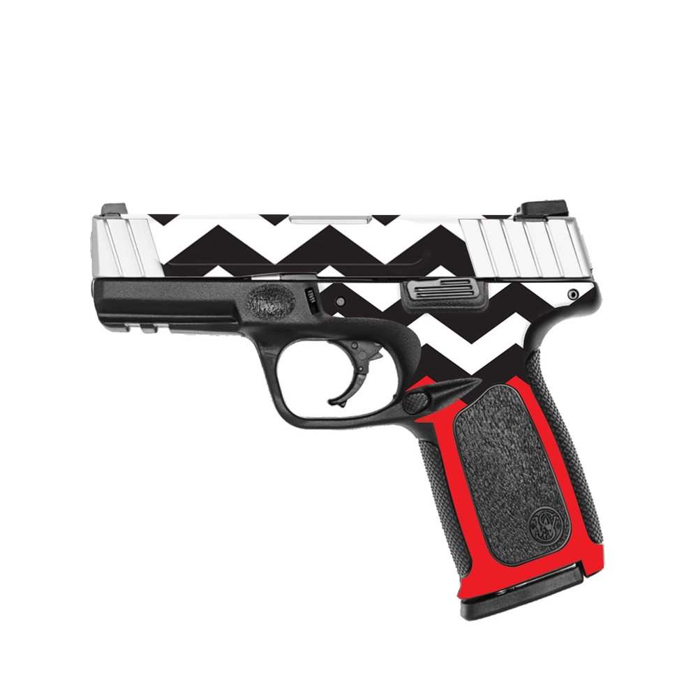 MightySkins Skin Compatible with Smith & Wesson SD VE Series - Red Chevron | Protective, Durable, and Unique Vinyl Decal wrap Cover | Easy to Apply, Remove, and Change Styles | Made in The USA
