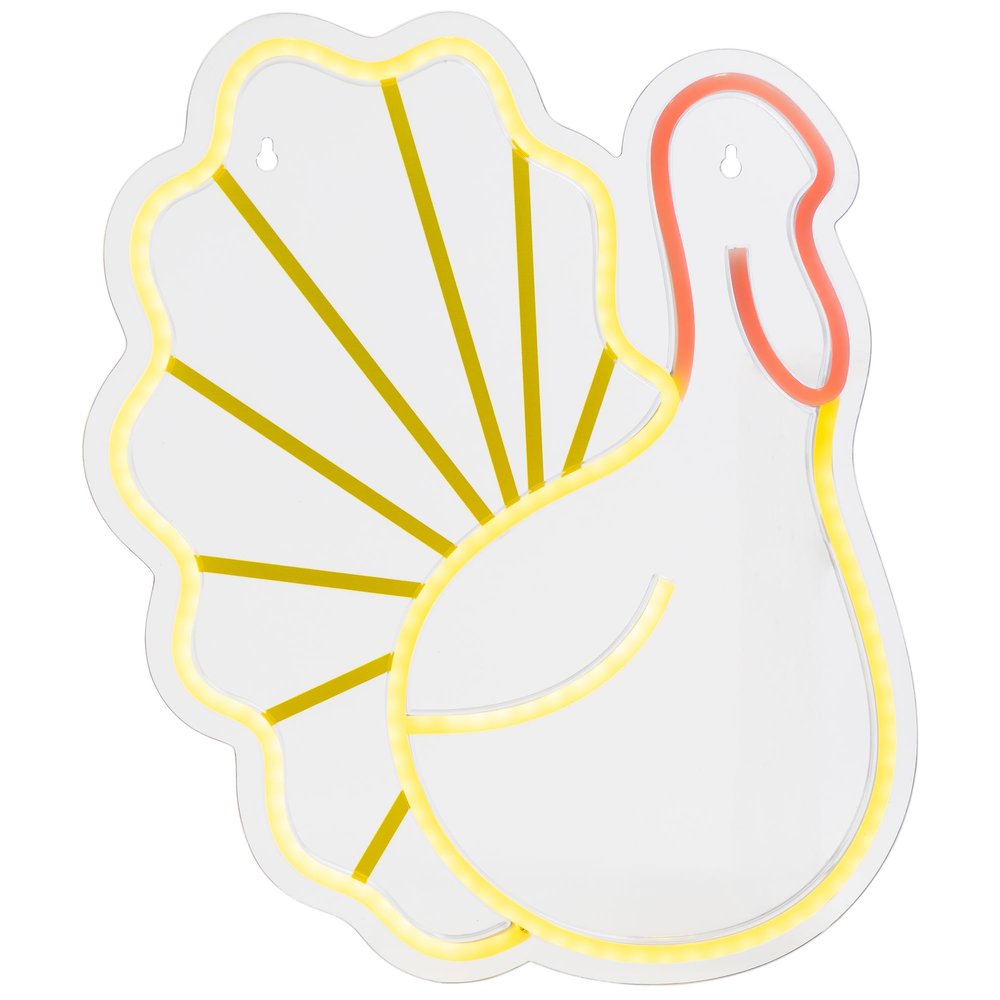 Northlight Pre-lit LED Turkey Thanksgiving Neon Wall or Window Decoration  15" - Yellow and Red