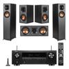 Klipsch Reference 5.0 Home Theater System with 2X R-610F Floorstanding Speaker, R-52C Center Channel Speaker, 2X R-41M Bookshelf Speaker and AVR-S670H 75W 5.2-Channel 8K Network AV Receiver, Black view 1