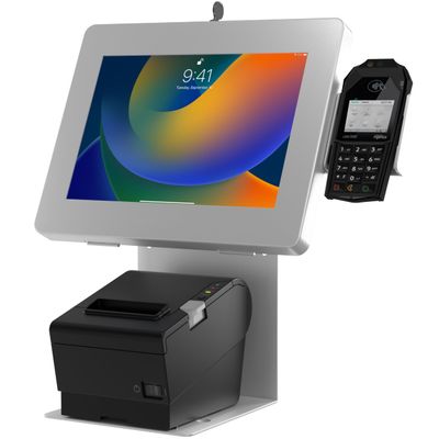 Anti-Theft Kiosk Stand Point of Sale Station with Credit Card Reader Slot & Printer Slot for iPad 11 (A16) - Pro 11-inch M4 - Air 11-inch M3- iPad 10th Gen - Galaxy Tab & More Tablets