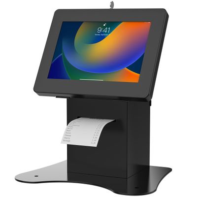 Anti-Theft Kiosk Stand CTA Secure Enclosure Desk Mount with Printer Shelf Compartment for Retail Pos, Ordering Screens for iPad 11th Gen (A16) - iPad Air 11" - Pro 11" & More - Black (PAD-PARAFPDM)