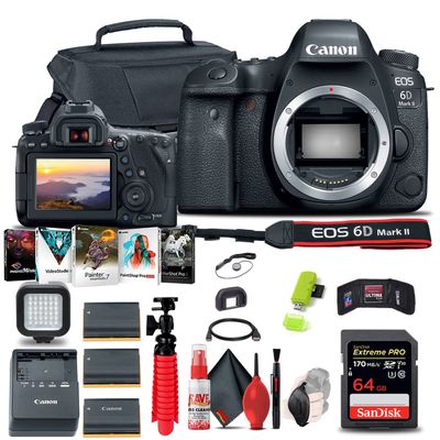Canon EOS 6D Mark II DSLR Camera (Body Only) Accessory & Tripod Bundle