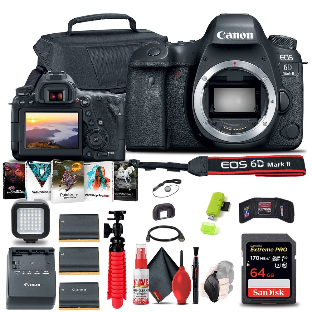 Canon EOS 6D Mark II DSLR Camera (Body Only) Accessory & Tripod Bundle