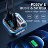 Bluetooth 5.0 FM Transmitter for Car, Radio Receiver/Audio Adapter with CVC Noise-Cancellation Microphones, QC3.0 & PD18W Fast Charge, Support U Disk/Aux view 2