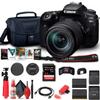 Canon EOS 90D DSLR Camera with 18-135mm Lens (3616C016), 64GB Memory Card, Case, Corel Photo Software, LPE6 Battery, Charger, Card Reader, HDMI Cable, Cleaning Set + More (Renewed) Black view 1