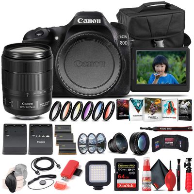 Canon EOS 80D DSLR Camera with 18-135mm Lens & Filter (1263C006) Bundle