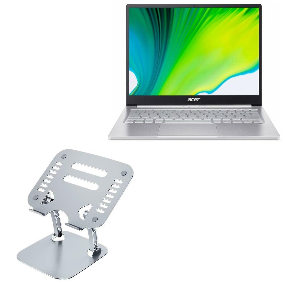 BoxWave Stand and Mount Compatible with Acer Swift 3 (SF313-53) - Executive VersaView Laptop Stand, Ergonomic Adjustable Viewing Angle Metallic Riser - Metallic Silver