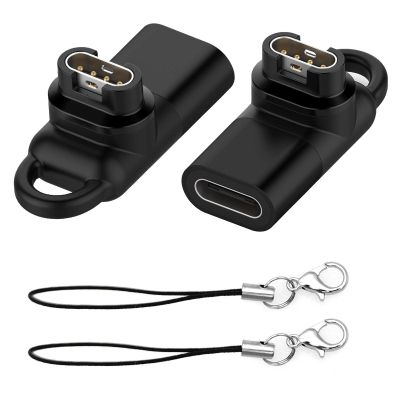 2-Pack USB-C Female to for Garmin Watch Charger Connector Male Adapter, Type C to Charging Adapter for Instinct 2 3 E/Fenix 8/6/7X/7/6X/Venu 2 Plus/epix/Forerunner 965 255