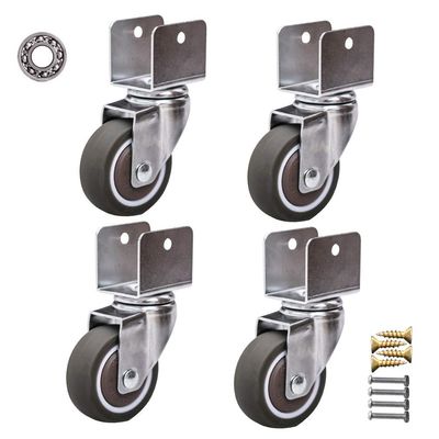 BOCbco 4Xnitureors, Swivelors, Transportors, 1.5"U-Shaped Solid Rubberors, with Screws/4 No Brakes/1.5In-M20