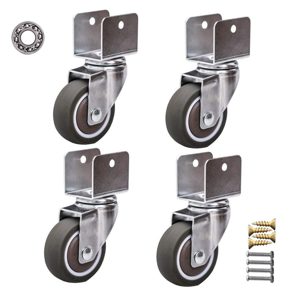 BOCbco 4Xnitureors, Swivelors, Transportors, 1.5"U-Shaped Solid Rubberors, with Screws/4 No Brakes/1.5In-M20