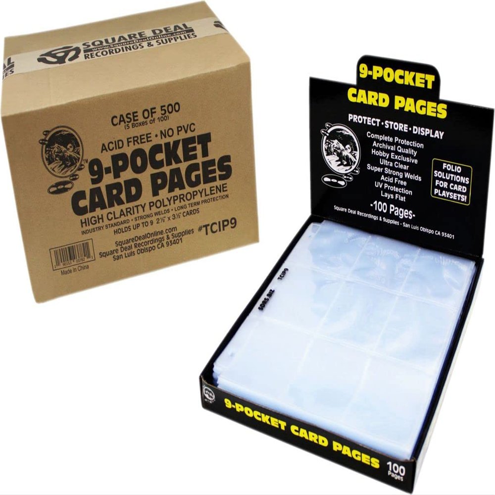 (500) Trading Card Sleeves - Archival Quality 9-Pocket Card Binder Pages - TCIP9